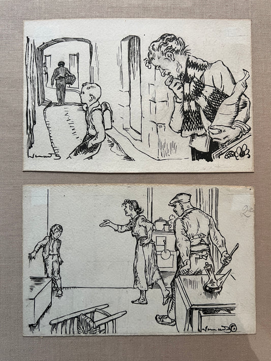 Dibujos originales a tinta de Junceda enmarcados - primer tercio s.XX