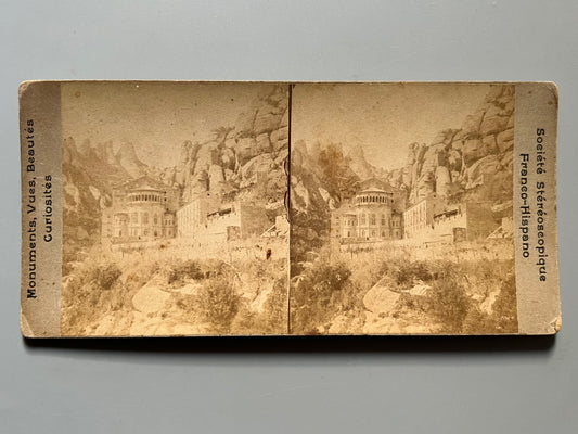 Monasterio de Montserrat, fotografía estereoscópica - Société Stéréoscopique Franco-Hispano, ca. 1900