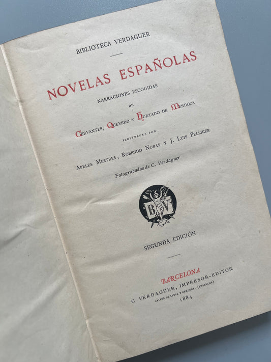 Novelas españolas. Cervantes, Quevedo y Hurtado. Biblioteca Verdaguer, 1884
