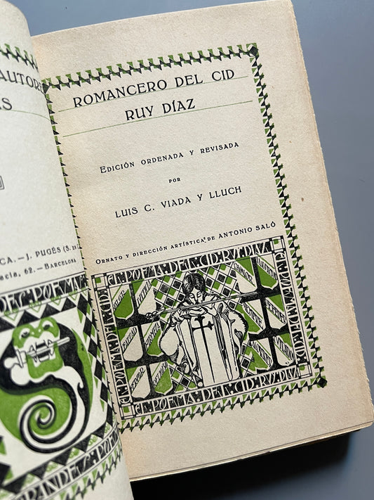 Romancero del Cid Ruy Díaz, Luis C. Viada y Lluch - Editorial Ibérica, ca. 1920