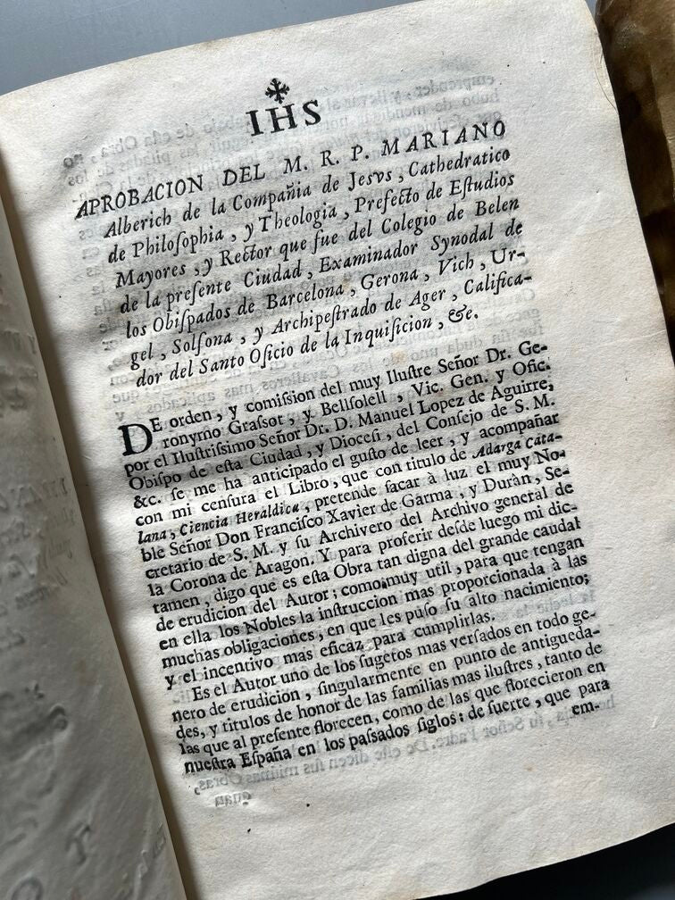 Adarga Catalana, Arte Heraldica - Francisco Xavier de Garma - Imprenta de Mauro Martí, 1753, 2 Tomos