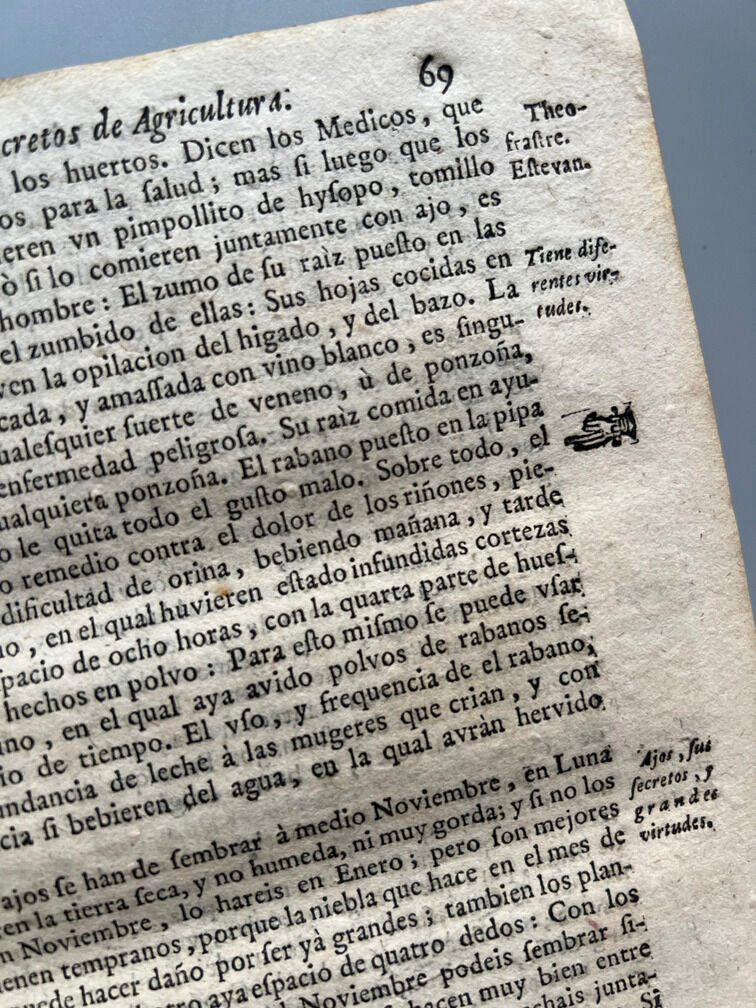 Libro de los Secretos de Agricultura - Miguel Agustí - Madrid: Antonio Sanz Impresor. 1731