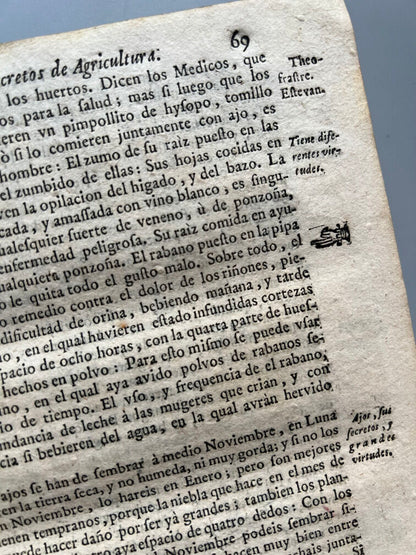 Libro de los Secretos de Agricultura - Miguel Agustí - Madrid: Antonio Sanz Impresor. 1731