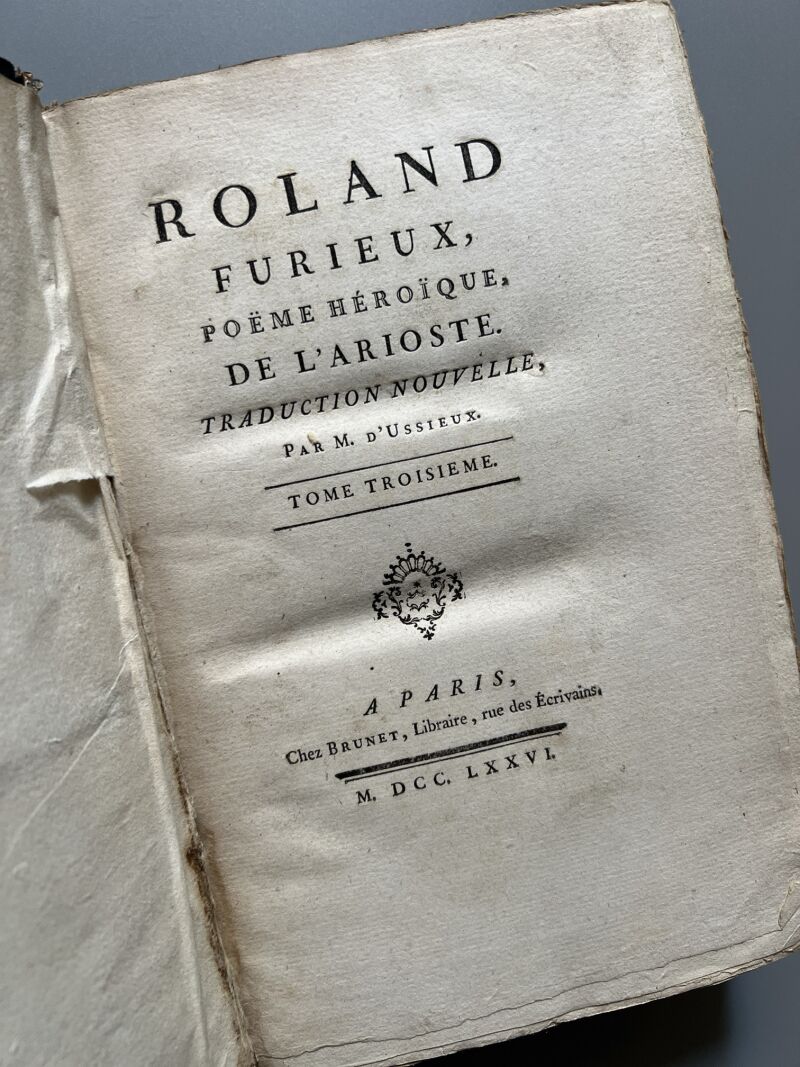 Roland furieux, Ludovico Ariosto (completo) - Chez Brunet Libraire, 1775