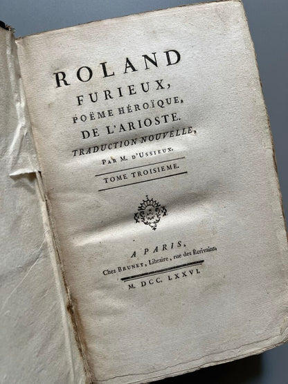 Roland furieux, Ludovico Ariosto (completo) - Chez Brunet Libraire, 1775