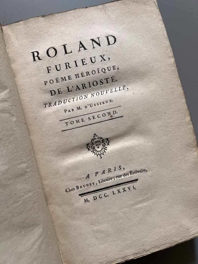 Roland furieux, Ludovico Ariosto (completo) - Chez Brunet Libraire, 1775