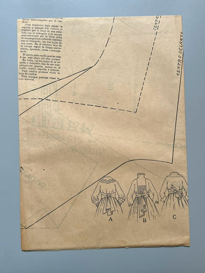Lecciones sobre la moda. Cuerpos nº90. Patrones graduables Sistema Martí - ca, 1915-20