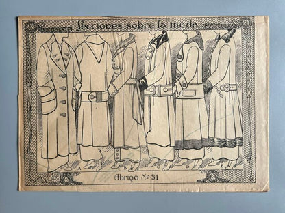 Lecciones sobre la moda. Abrigo nº31. Patrones graduables Sistema Martí - ca. 1915-20