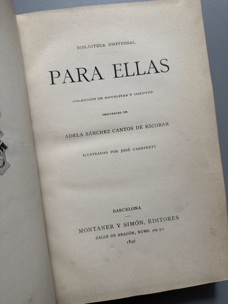 Para ellas, Adela Sánchez Cantos de Escobar - Montaner y Simon, 1896