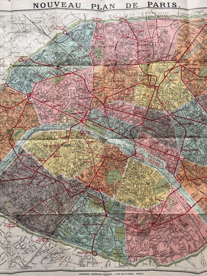 Nouveau plan des rues de Paris - Libraire Garnier Frères, ca. 1900