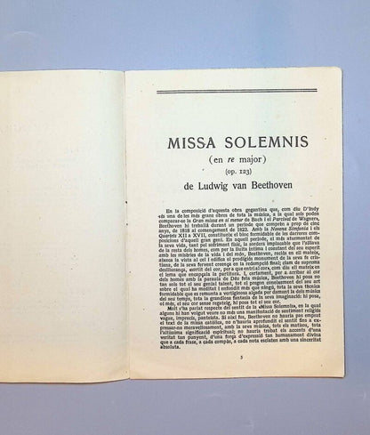 Folleto. Centenari de la mort de Beethoven. Palau de la Música, 1927
