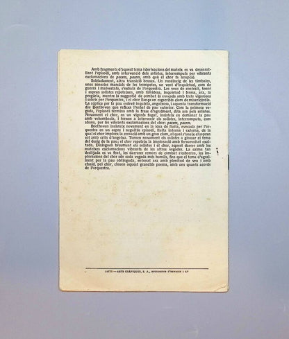 Folleto. Centenari de la mort de Beethoven. Palau de la Música, 1927