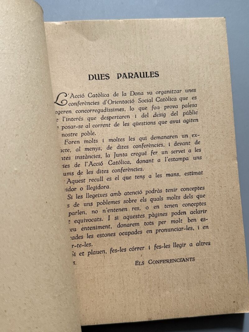 Qüestions socials d'actualitat - Acció Catolica de la Dona, 1931