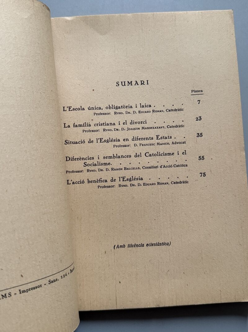 Qüestions socials d'actualitat - Acció Catolica de la Dona, 1931
