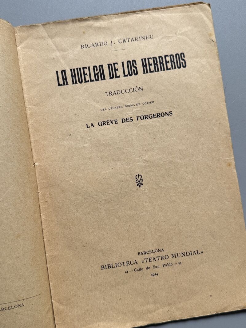 La huelga de los herreros, Ricardo J. Catarineu - Sociedad de Autores Españoles, 1914