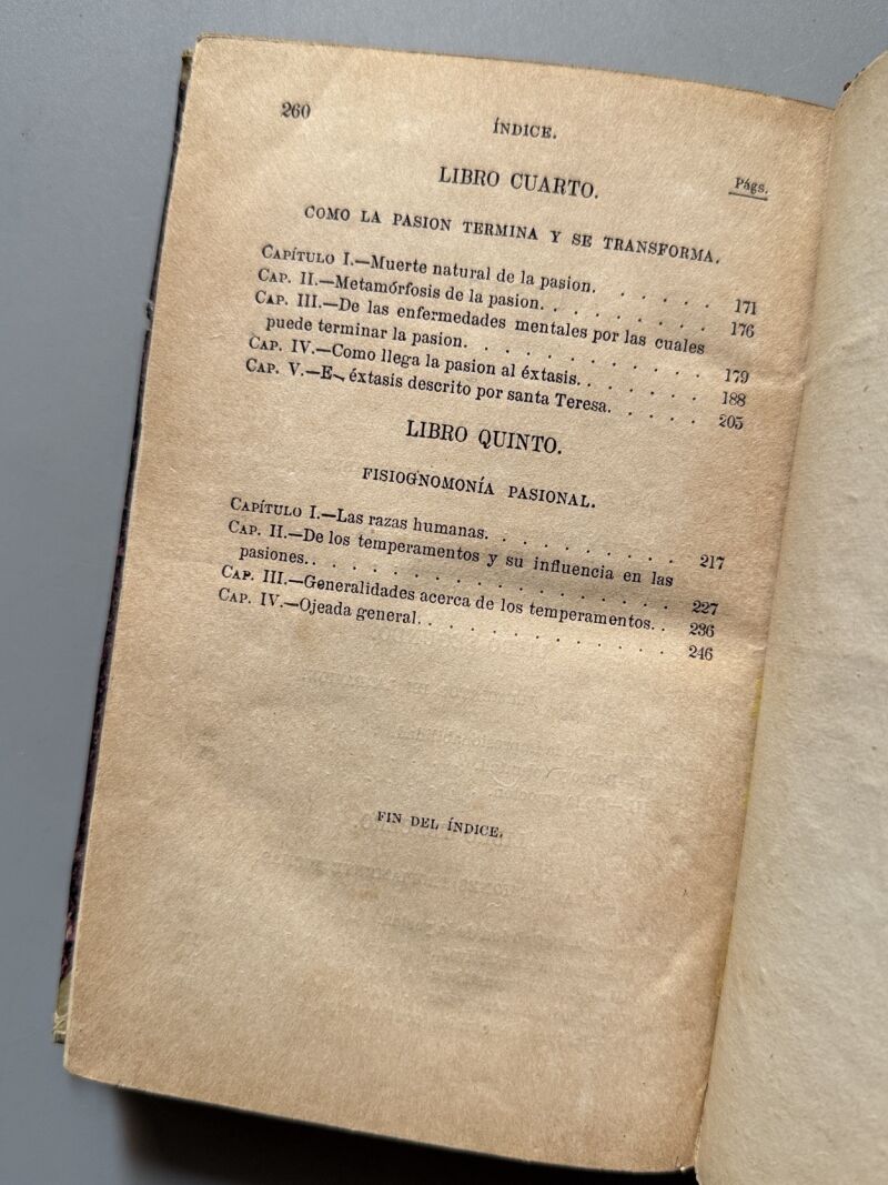 La fisiología de las pasiones, Ch. Letourneau - Jané Hermano Editores, ca. 1890