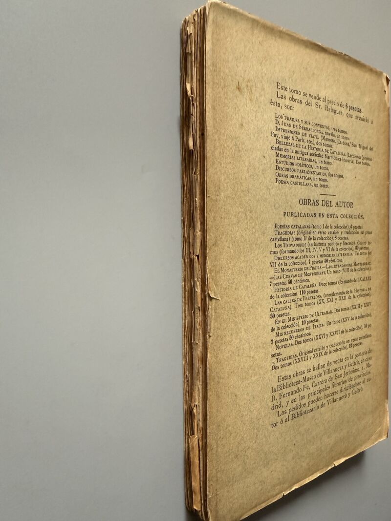 Tragedias, Víctor Balaguer - Tipo-Litografía de Luís Tasso, 1891