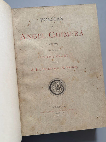 Poesías de Angel Guimerà 1870-1887 - Joan Almirall Administrador, 1887