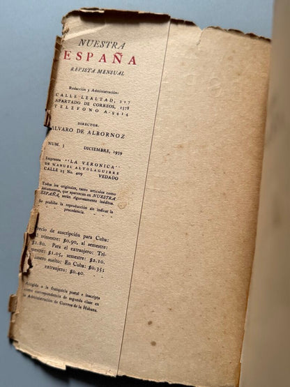 Nuestra España. III Revista mensual, Director: Alvaro Albornoz - la Habana, 1939