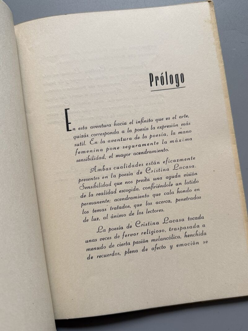 Los brazos en estela, Cristina Lacasa (firmado - primera edición) - Artis Estudios Gráficos, 1958