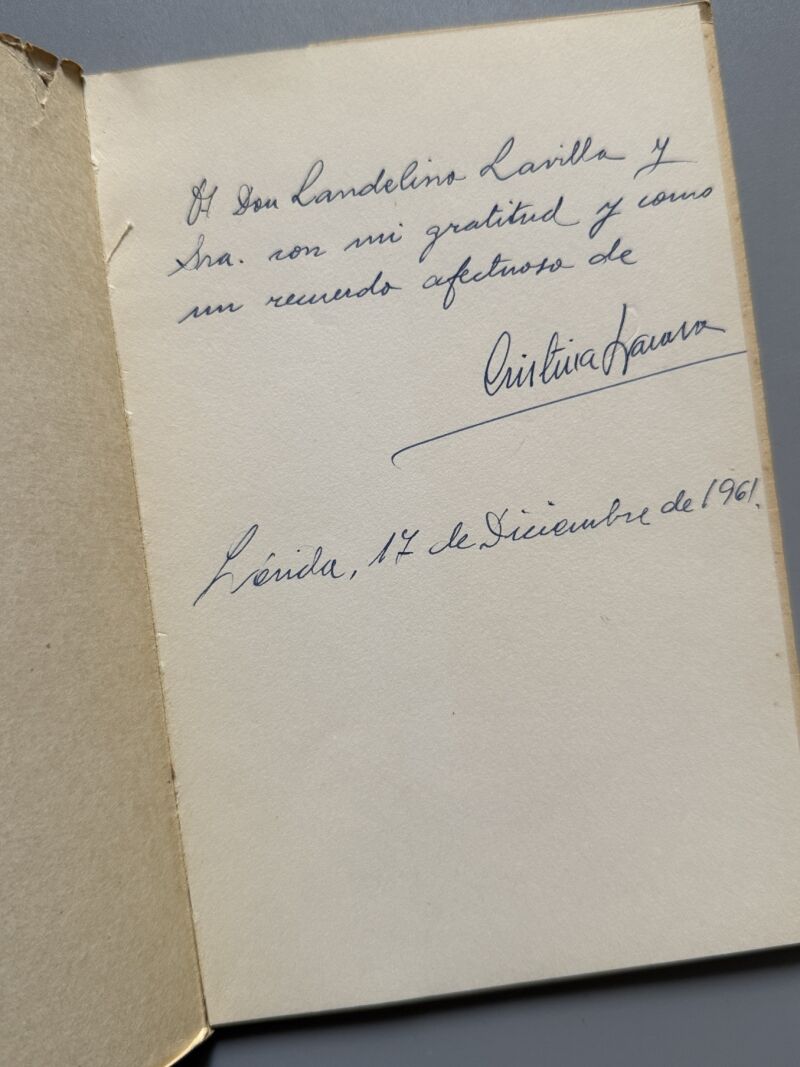 Un resplandor que perdono la noche, Cristina Lacasa (firmado - 1ª edición) - Atzavara, 1961