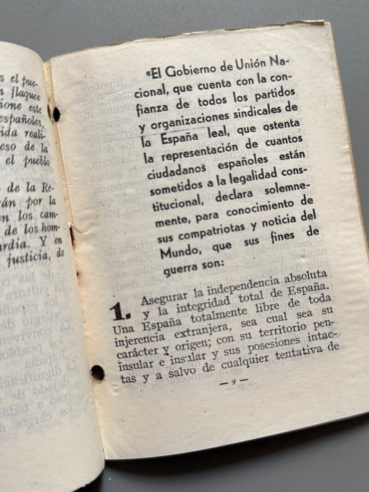 Fines de guerra de la República Española, Subsecretaría de Propaganda. Guerra Civil - 1938