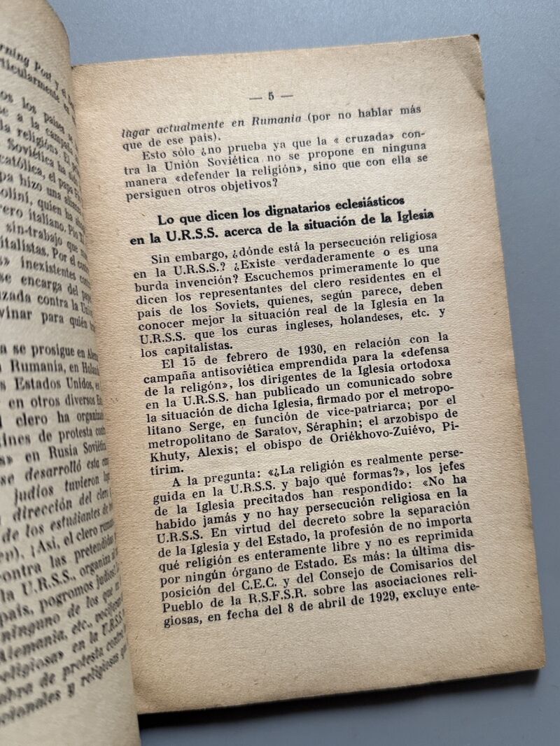 La lucha religiosa en la U.R.S.S, M. Sherwood - Editorial Sudam, ca. 1935
