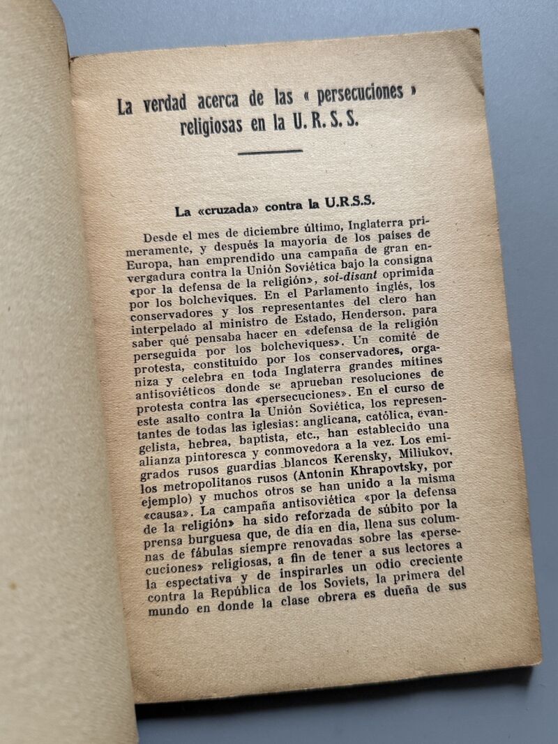 La lucha religiosa en la U.R.S.S, M. Sherwood - Editorial Sudam, ca. 1935