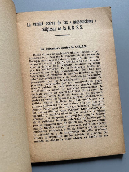 La lucha religiosa en la U.R.S.S, M. Sherwood - Editorial Sudam, ca. 1935