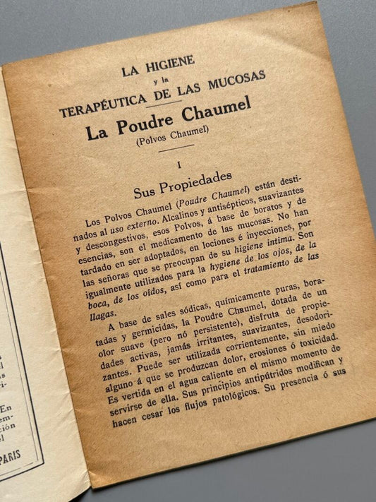 Higiene y medicina usuales, la Poudre chaumel - Paris, 1931