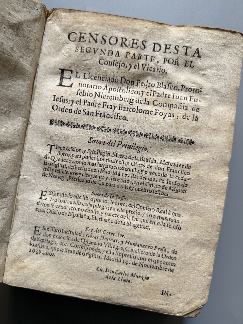 Parte segunda de las obras en prosa de Don Francisco de Quevedo - Melchor Sanchez, 1658