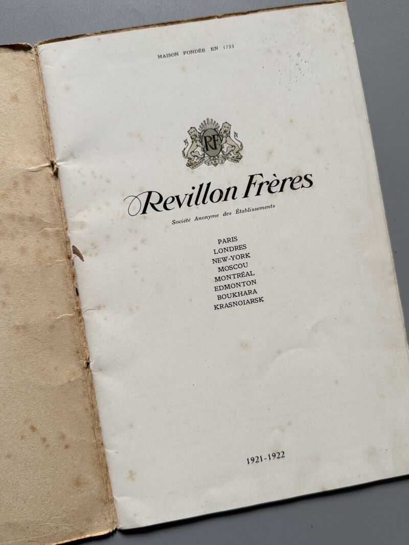 Catálogo Peletería Revillon Frères 1921-1922 - Draeger imp., 1921