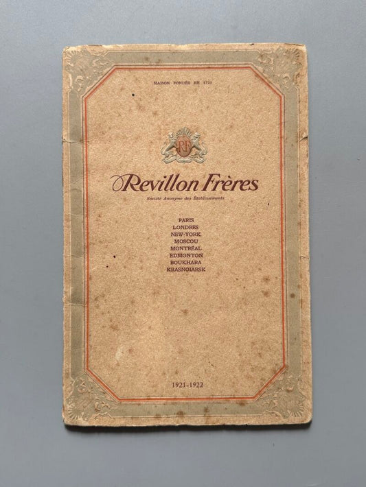 Catálogo Peletería Revillon Frères 1921-1922 - Draeger imp., 1921