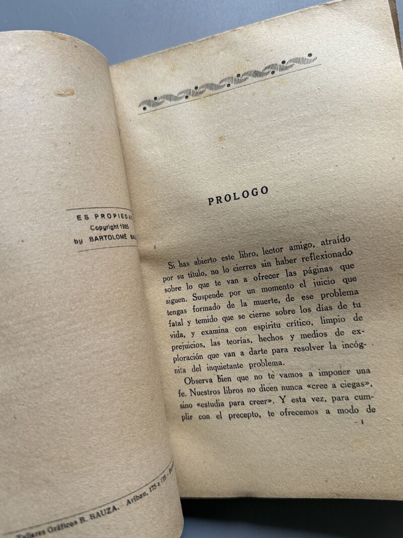 El problema de la muerte, Doctor Dariel - Editorial B. Bauza, 1925