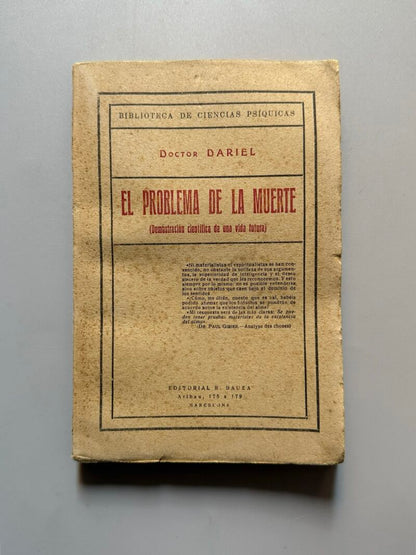 El problema de la muerte, Doctor Dariel - Editorial B. Bauza, 1925