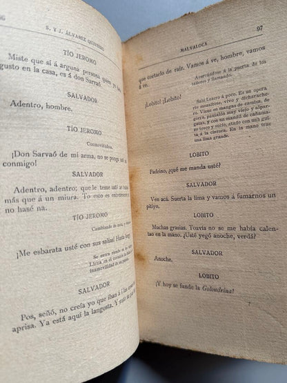 Malvaloca, Serafín y Joaquín Álvarez Quintero (1ª edición) - Renacimiento, 1912