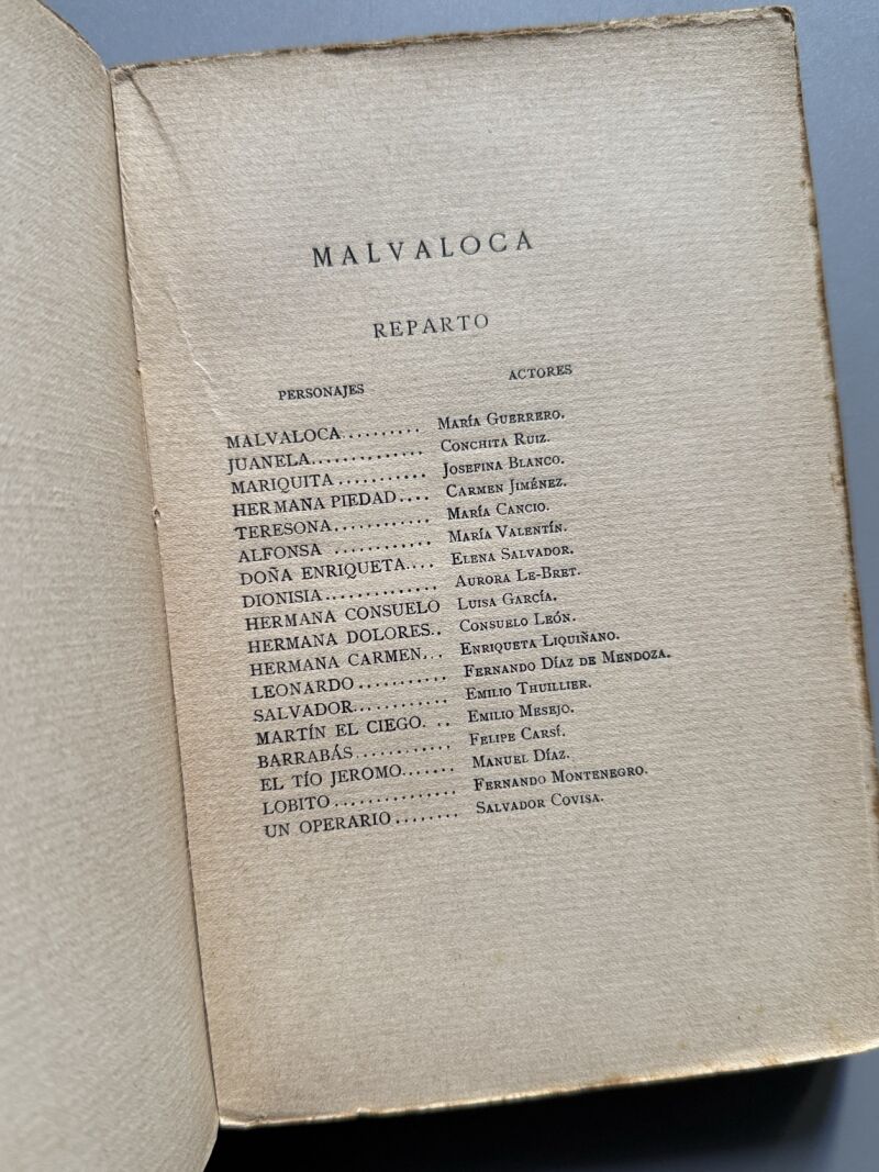 Malvaloca, Serafín y Joaquín Álvarez Quintero (1ª edición) - Renacimiento, 1912