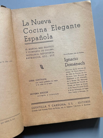 La nueva cocina elegante española, Ignacio Domenech - Quintilla y Cardona, 1959