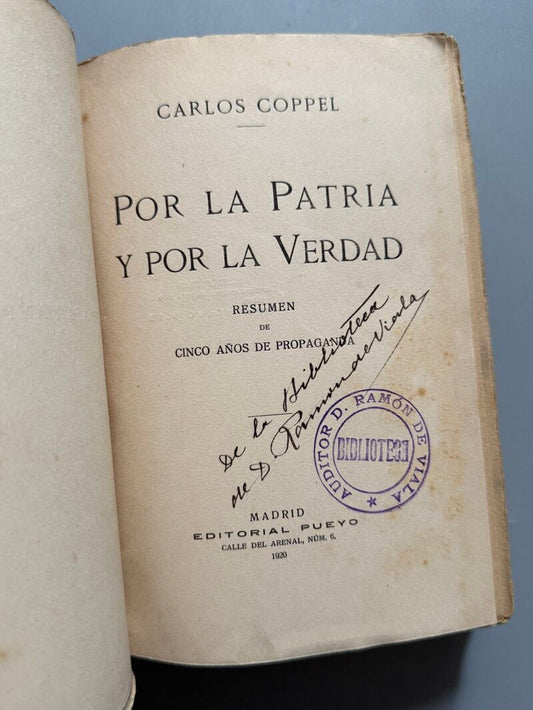 Por la patria y por la verdad, Carlos Coppel - Editorial Pueyo, 1920