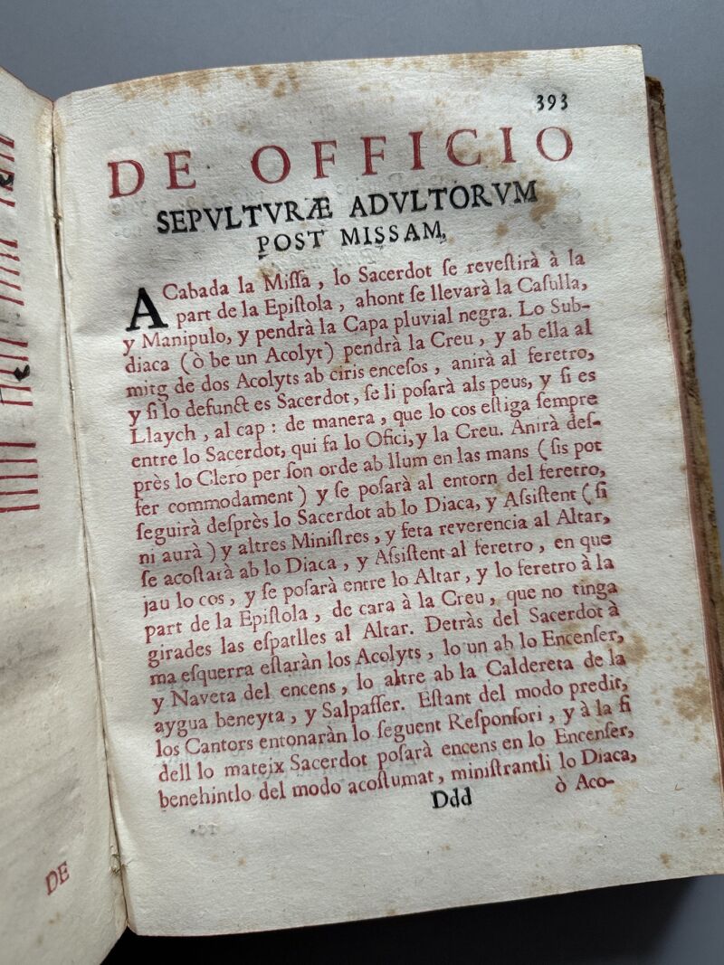 Rituale ecclesiae et dioecesis barcinonensis, Francisci del Castillo. Exorcismo - J. Piferrer, 1743