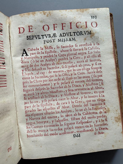 Rituale ecclesiae et dioecesis barcinonensis, Francisci del Castillo. Exorcismo - J. Piferrer, 1743