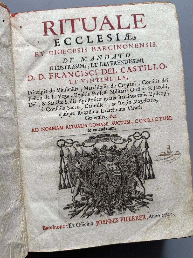 Rituale ecclesiae et dioecesis barcinonensis, Francisci del Castillo. Exorcismo - J. Piferrer, 1743