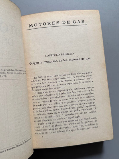 Motores de gas de alcohol y de petróleo, V. Calzavara - Gustavo Gili Editor, 1908
