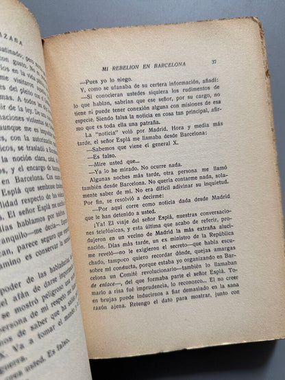 Mi rebelión en Barcelona, Manuel Azaña - Espasa-Calpe, 1935