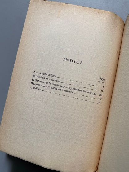 Mi rebelión en Barcelona, Manuel Azaña - Espasa-Calpe, 1935