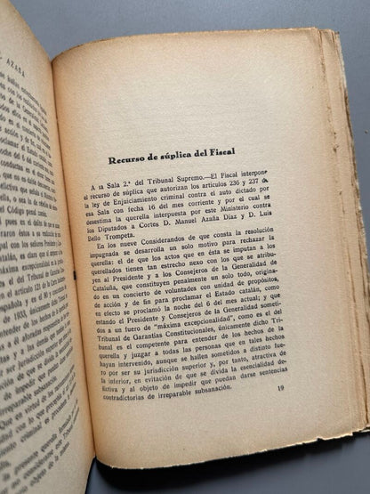 Mi rebelión en Barcelona, Manuel Azaña - Espasa-Calpe, 1935