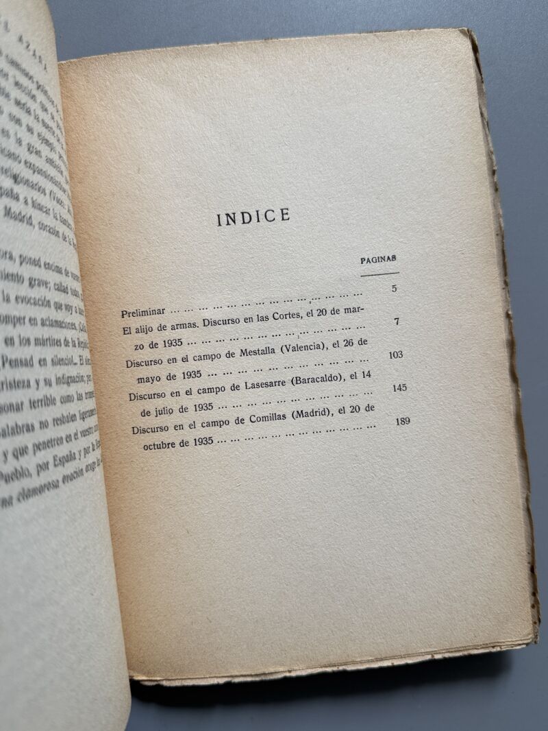 Discursos en campo abierto, Manuel Azaña - Espasa-Calpe, 1936