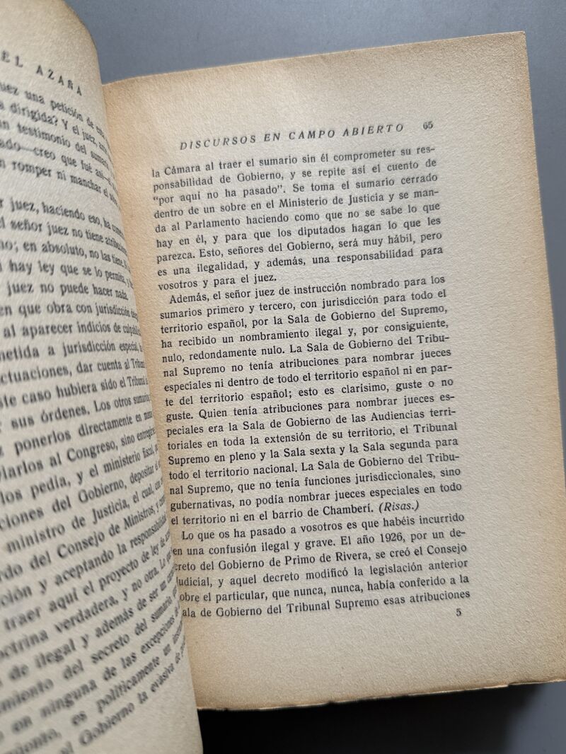 Discursos en campo abierto, Manuel Azaña - Espasa-Calpe, 1936