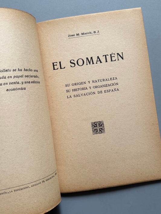 El Somatén, José M. March - Tipografía la Educación, 1923