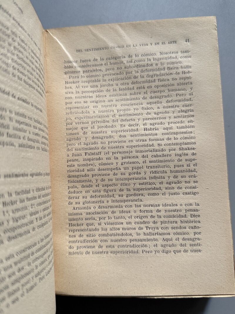 Del sentimiento cómico en la vida y en el arte, J. Goyanes - M. Aguilar Editor, 1932